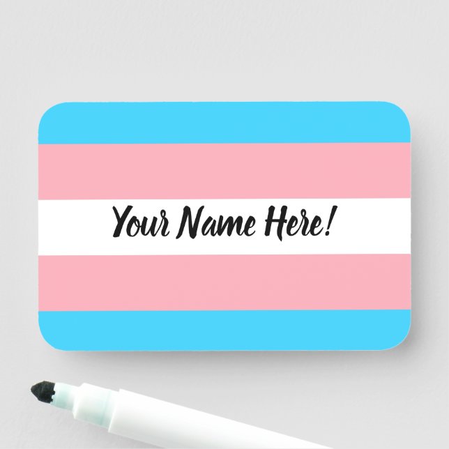 Personalised Transgender Flag Name Tag (In Situ)