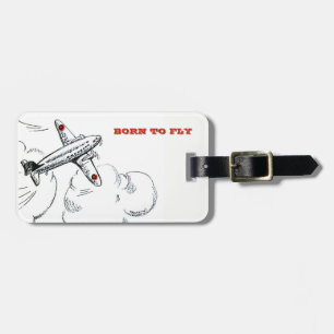 Personalised Travel Aeroplane Born to Fly Luggage Tag
