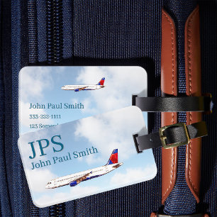 Personalised Travel Aeroplane with Monogram Luggage Tag