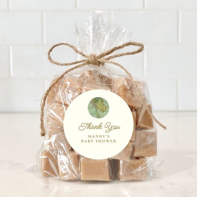 Personalised Travel Baby Shower Thank You Favour Classic Round Sticker (Creator Uploaded)