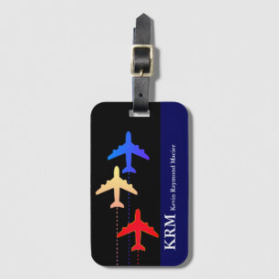 personalised travel colour aeroplanes luggage tag