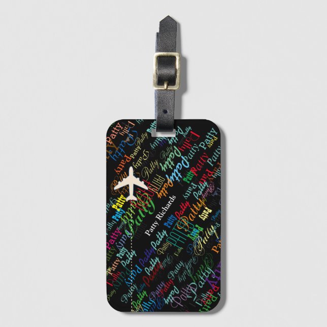 personalised travel . colourful name . custom luggage tag (Front Vertical)