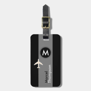 personalised travel . elegant monogram modern blk luggage tag