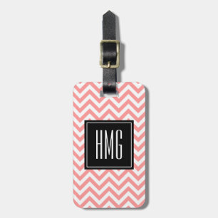 Personalised travel luggage tag coral chevron