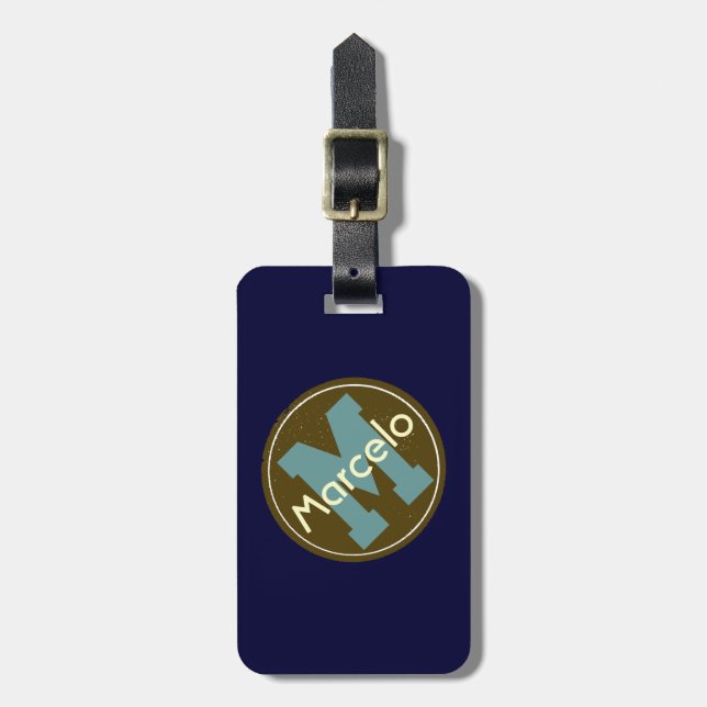 personalised travel monogram luggage tag (Front Vertical)