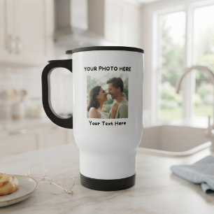 Personalised Travel Mug with Photo and Text