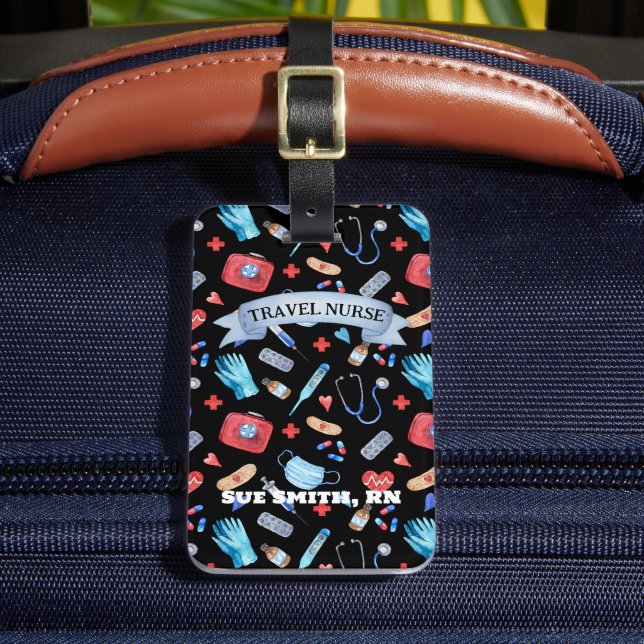 Personalised Travel Nurse Gift Work  Luggage Tag (Front Insitu 2)