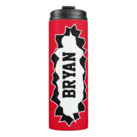 Personalised travel thermal tumbler mug with hole