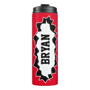 Personalised travel thermal tumbler mug with hole