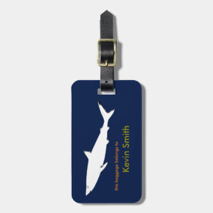 personalised travel white shark luggage tag