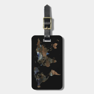 personalised travel world map luggage tag