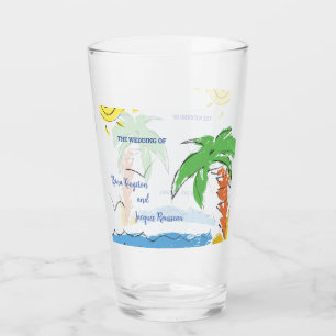 Personalised Treasure beach with palm tree Glass