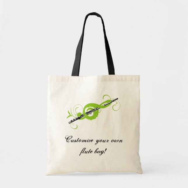 Personalised Treble Clef & Flute Tote Bag (Front)