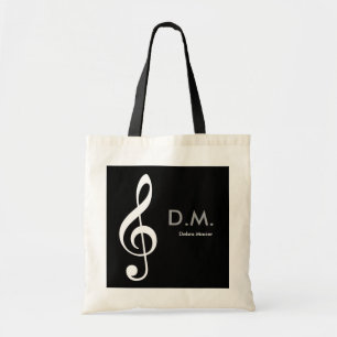 personalised treble clef music idea tote bag