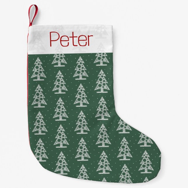 Personalised Tree Pattern Christmas Stocking  (Front)