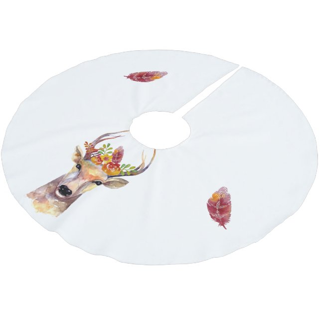 Personalised Tree Skirt boho deer Buck Head Browni (Angled)