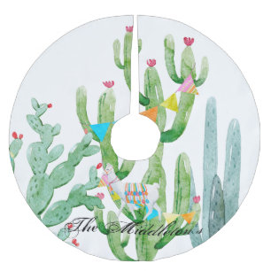 Personalised Tree Skirt Boho Llama Bohemian Cacti