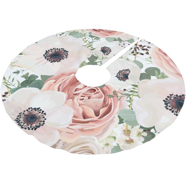 Personalised Tree Skirt Geometric Garden Rose Anem (Angled)