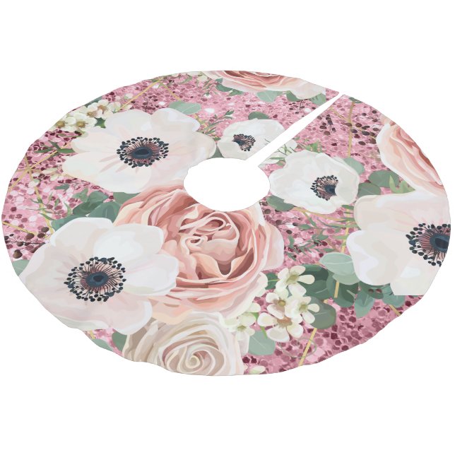 Personalised Tree Skirt Geometric Garden Rose Gold (Angled)