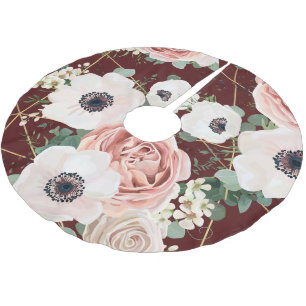 Personalised Tree Skirt Geometric Garden Rose Wine