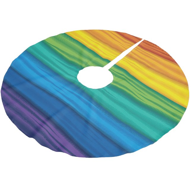 Personalised Tree Skirt lgbtq rainbow flag lesbian (Angled)
