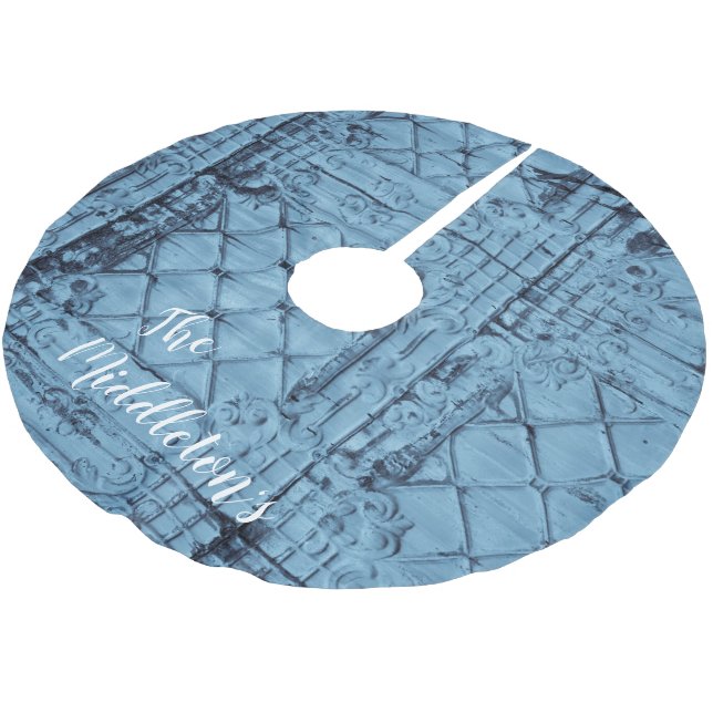 Personalised Tree Skirt Rustic Tin Panel Ceiling C (Angled)