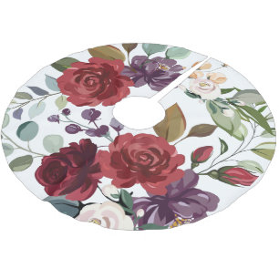 Personalised Tree Skirt White Roses Gold Geometric