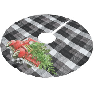 Personalised Tree Skirt XMAS Truck Baffalo Plaid B