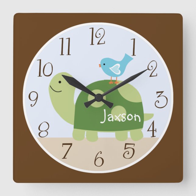Personalised "Tree Tops Turtle/Forest" Clock (Front)