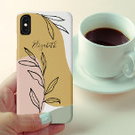 Personalised Trendy Abstract Shapes Case-Mate iPhone Case<br><div class="desc">Personalised phone case with trendy abstract shapes and elegant botanical line drawings. The design has a colour palette of ochre yellow, blush peach and green. The template is set up for you to add your name in pretty script typography. Designed to fit iPhone XS Max case but will also fit...</div>