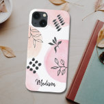 Personalised Trendy Abstract Shapes Pink Case-Mate iPhone Case<br><div class="desc">Make your phone unique with this pretty blush pink and white case decorated with an abstract floral pattern in black.
You can customise it by changing the name or making it a monogram.</div>