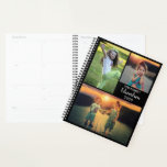 Personalised trendy family photo collage black planner<br><div class="desc">Modern custom family photo collage,  black,  planner.
You can personalise it and add your own photos at the front,  add your name,  text and year.</div>