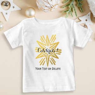 Personalised Trendy Gold Foil Star Festive Holiday Baby T-Shirt