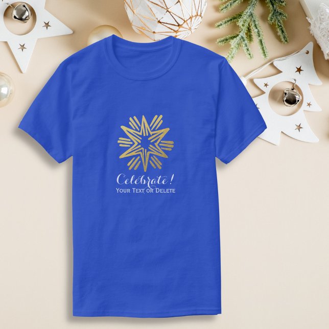 Personalised Trendy Gold Foil Star Festive Holiday T-Shirt (Creator Uploaded)