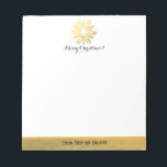 Personalised Trendy Gold Foil Star Merry Christmas Notepad<br><div class="desc">This trendy gold foil star pattern is perfect for your Christmas or New Year's Printed to look like gold foil, the design is modern and shiny, yet stylish and classy. Customise by adding your greeting and another line of text and you can also change the background colour by clicking on...</div>