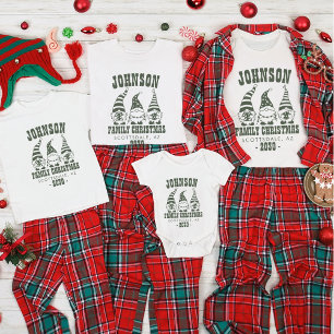 Personalised Trendy Green Gnome Family Christmas T-Shirt