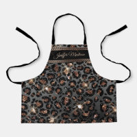 Personalised Trendy Leopard Black Gold Glitter    