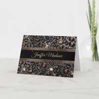 Personalised Trendy Leopard Black Gold Glitter    
