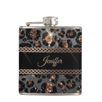 Personalised Trendy Leopard Black Gold Glitter    