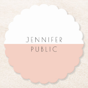 Personalised Trendy Modern Elegant Simple Template Paper Coaster