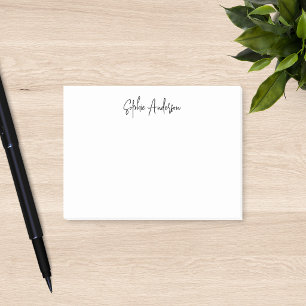 Personalised Trendy Modern Script Minimalist Post-it Notes
