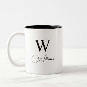 Personalised Trendy Monogram Modern Letter and nam Two-Tone Coffee Mug