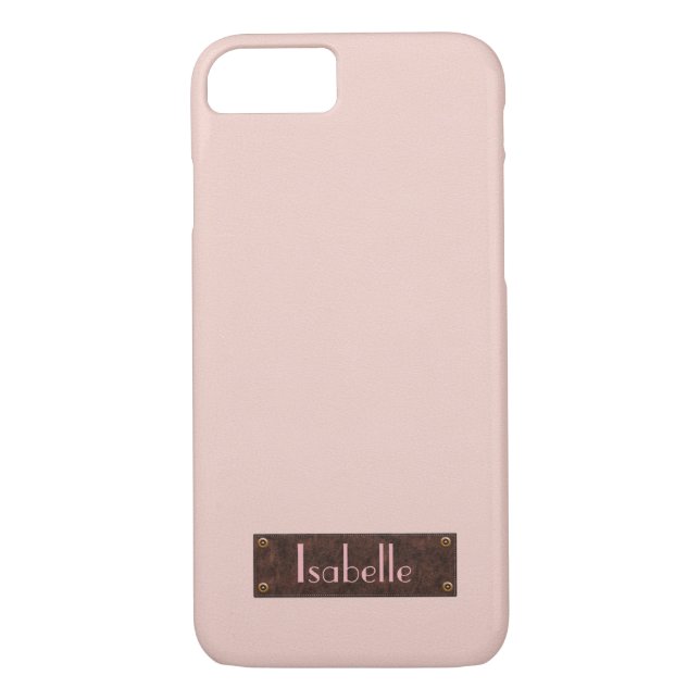 Personalised Trendy Pink Leather Iphone case (Back)