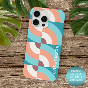 Personalised Trendy Retro Midcentury Art Pattern iPhone 15 Pro Max Case
