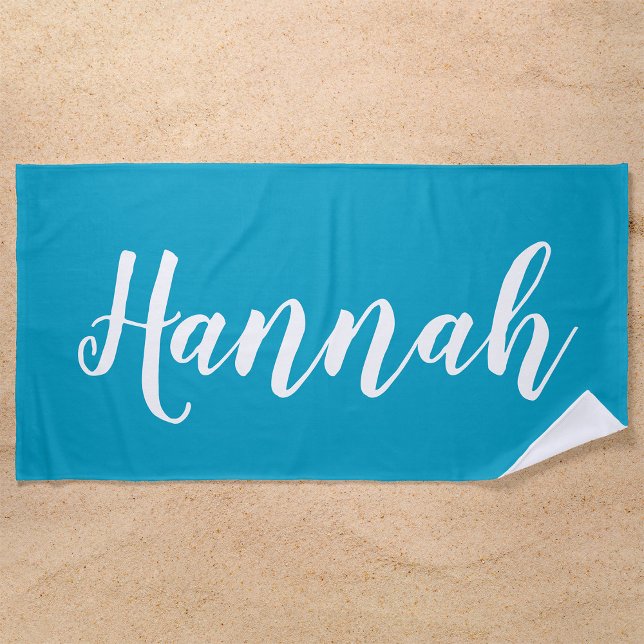 Personalised Trendy Script Custom Name Cool Fun Beach Towel (Creator Uploaded)