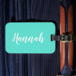 Personalised Trendy Script Custom Name Cool Fun Luggage Tag<br><div class="desc">Personalise this fun,  trendy script calligraphy luggage tag with your name! This is the mint green version. Great for your summer vacation,  bachelorette parties,  kids' summer camp,  or spring break!</div>
