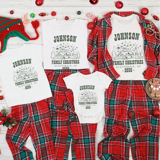 Personalised Trendy Snowman Family Christmas T-Shirt (Creator Uploaded)