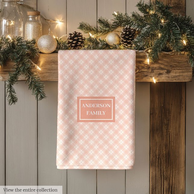 Personalised Trendy Towel Chic Coral Plaid Design (Personalized Trendy Towel Chic Coral Plaid Design)