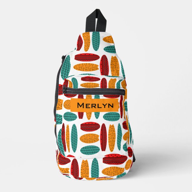 Personalised tribal art Surfing boards pattern  Sling Bag (Front)