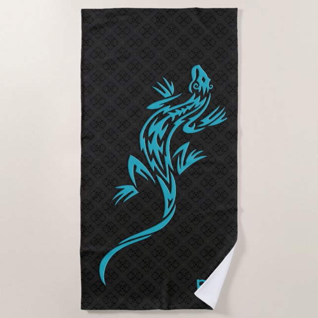 Personalised Tribal  Lizard Beach Towel (Front)